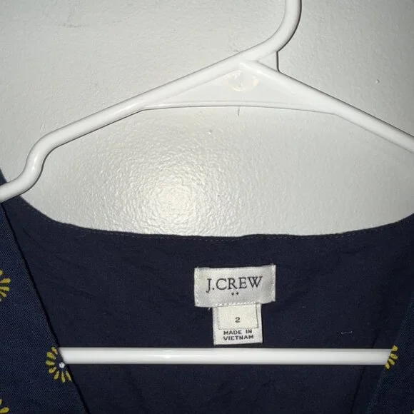 J.Crew Navy Sleeveless Button-Front Dress With Yellow Floral Print Size 2 - Picture 4 of 6